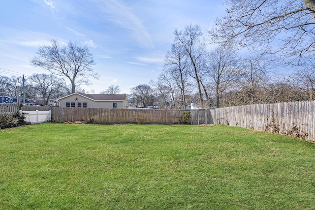 view of yard with a fenced backyard