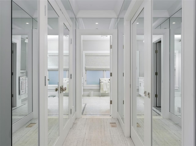 hallway with french doors