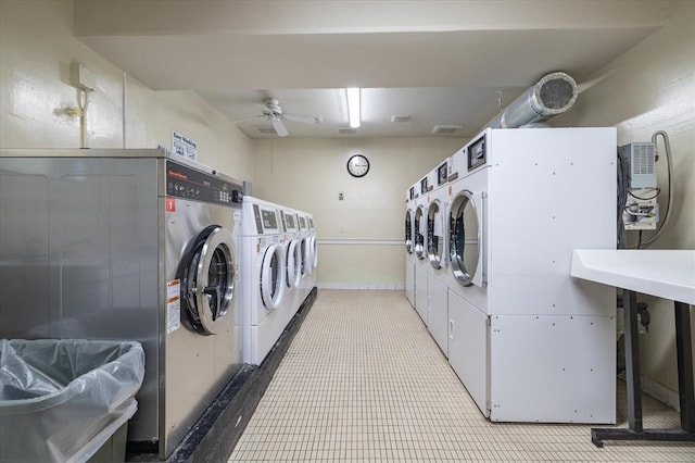 community laundry room with ceiling fan and separate washer and dryer