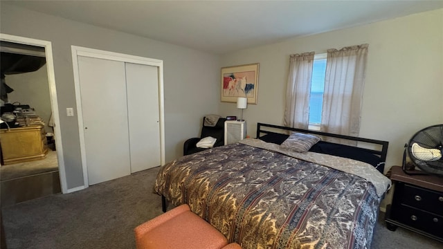 carpeted bedroom featuring a closet