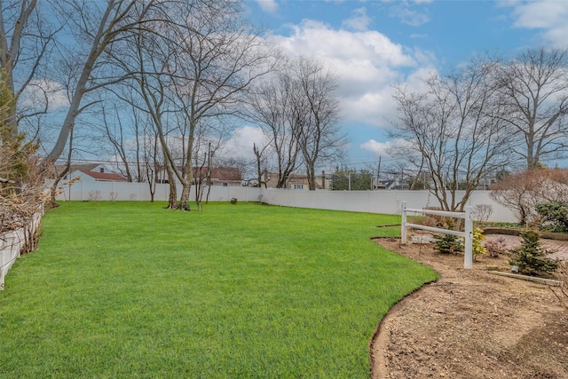 view of yard featuring a fenced backyard