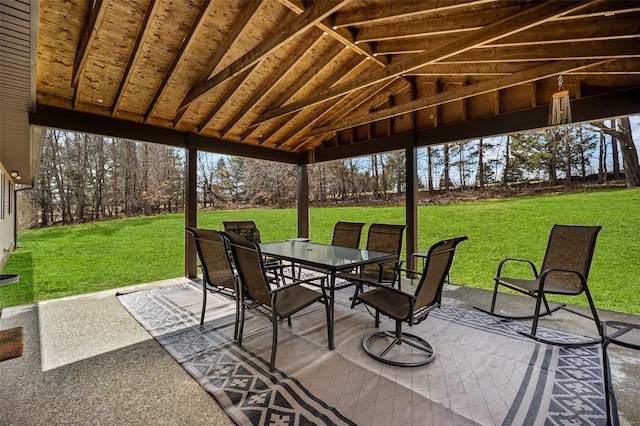 view of patio featuring outdoor dining area