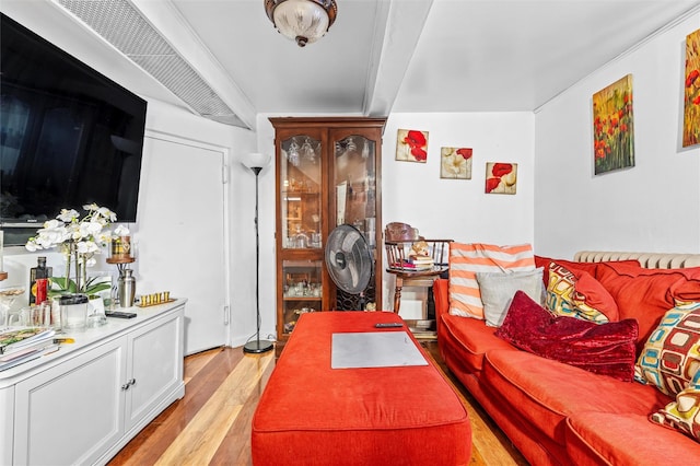 living room featuring light wood-style flooring