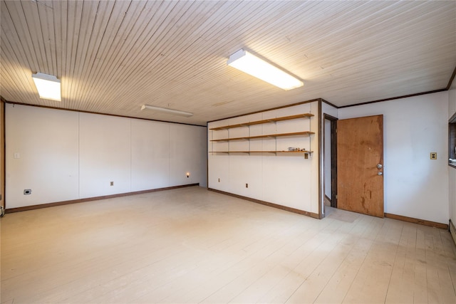 unfurnished room featuring light wood-type flooring and ornamental molding