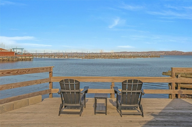 dock area featuring a water view