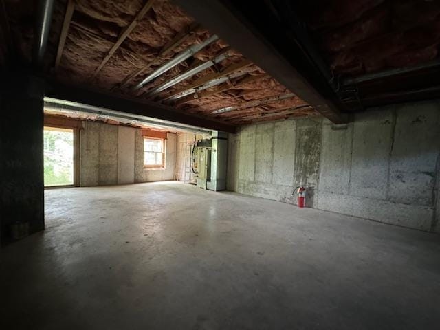 basement with heating unit