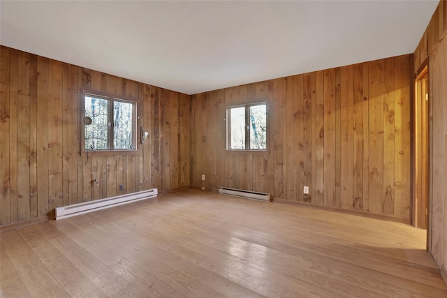 spare room featuring hardwood / wood-style flooring and baseboard heating