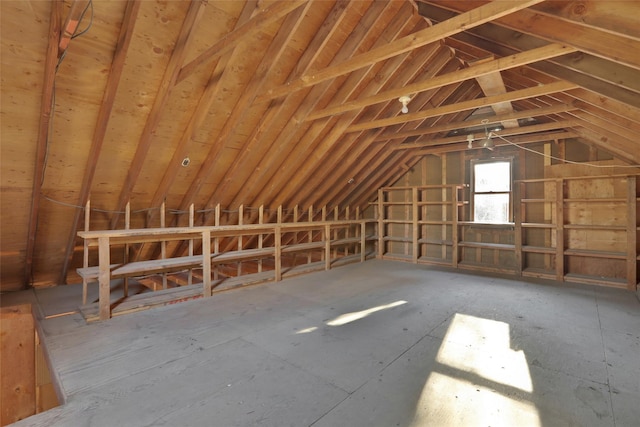 view of unfinished attic