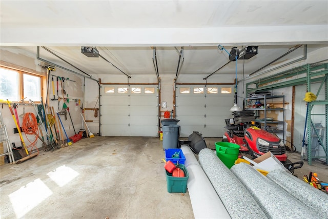 garage with a garage door opener