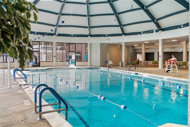 pool with a patio