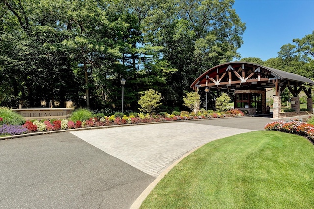 view of property's community featuring a lawn