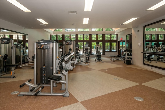 exercise room with visible vents