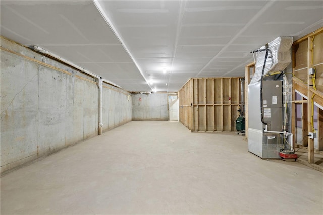 unfinished basement with heating unit