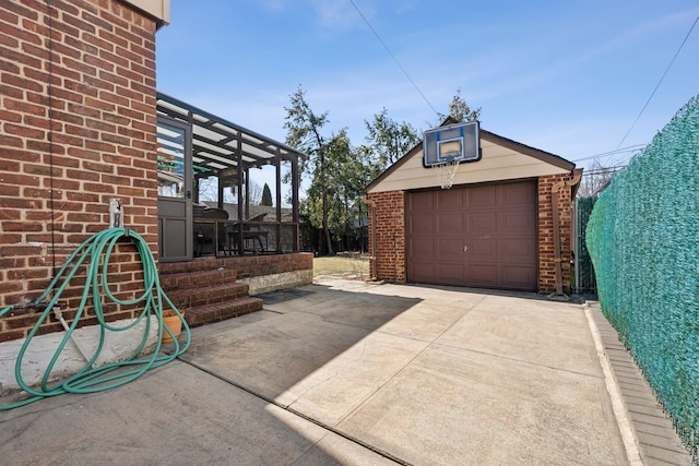 detached garage with driveway