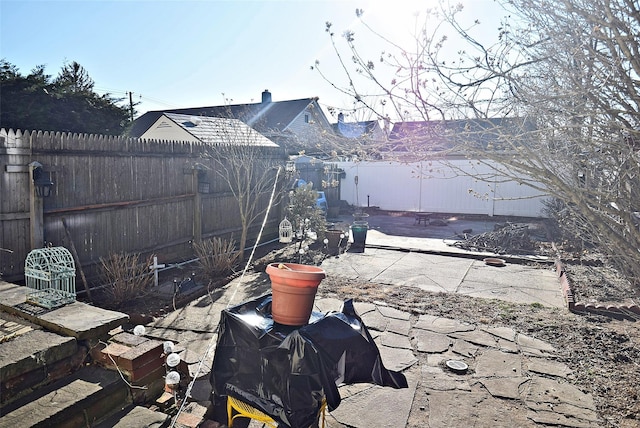 view of yard featuring a fenced backyard and a patio