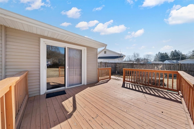 deck featuring a fenced backyard