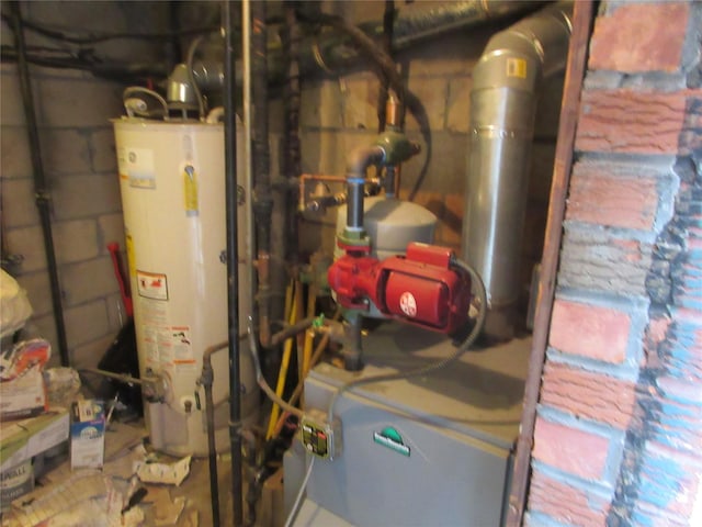 utility room with water heater