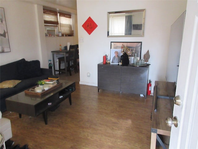 living area with wood finished floors