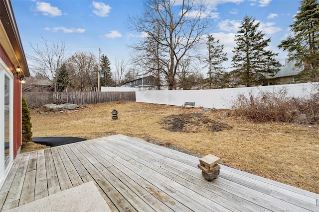 deck featuring a fenced backyard