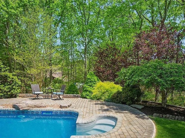 pool with a patio