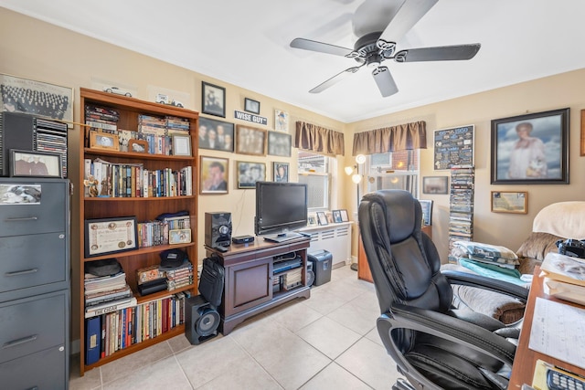 15744 97th St, Howard Beach, NY 11414 - home office with ceiling fan and light tile patterned flooring