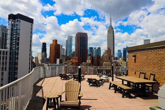 view of patio with a city view