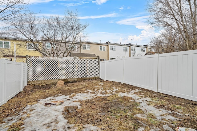 view of yard featuring a fenced backyard