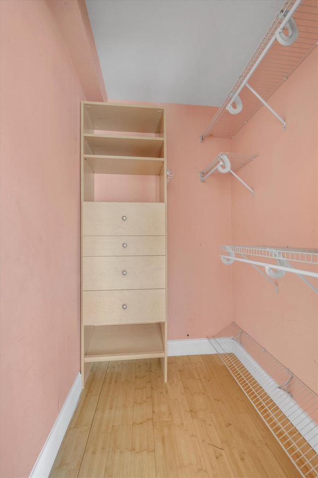 spacious closet with wood finished floors