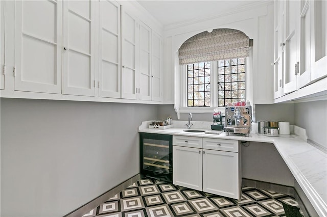 31 Old Army Rd, Scarsdale, NY 10583 - bar with a sink, baseboards, beverage cooler, and light floors