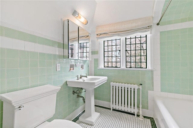 31 Old Army Rd, Scarsdale, NY 10583 - full bath featuring toilet, tile walls, radiator, and a sink