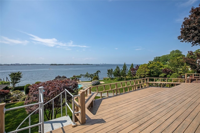 deck with a water view