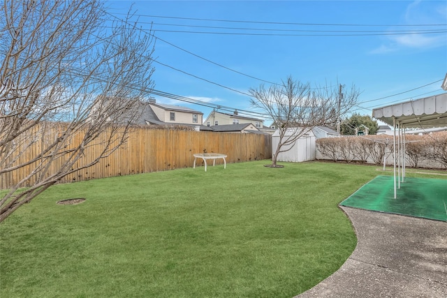 view of yard featuring a fenced backyard