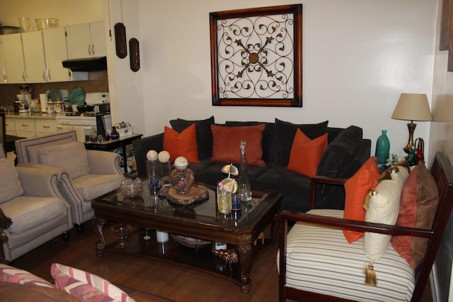 living room with wood finished floors