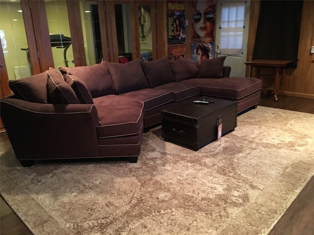 living area with wood finished floors