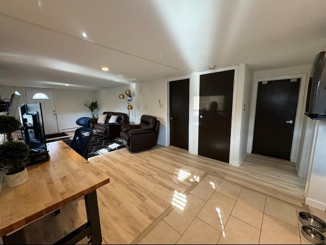 interior space featuring light tile patterned floors