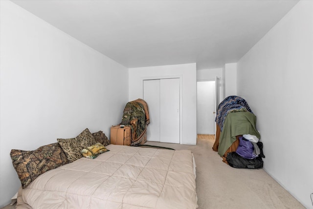 carpeted bedroom featuring a closet