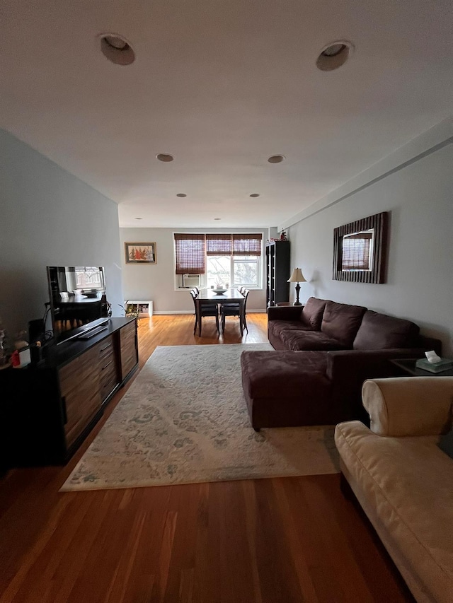 living area featuring wood finished floors