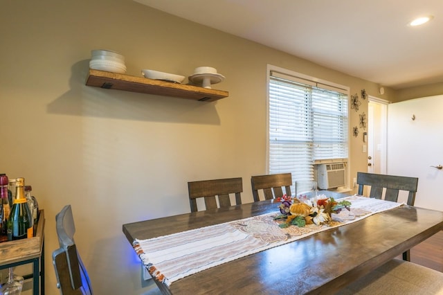 dining space with recessed lighting