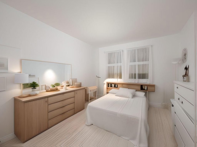 bedroom featuring baseboards and light wood finished floors