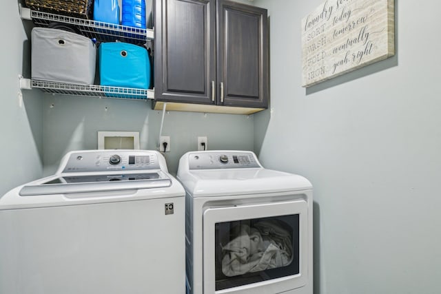 laundry area with cabinet space and washer and clothes dryer