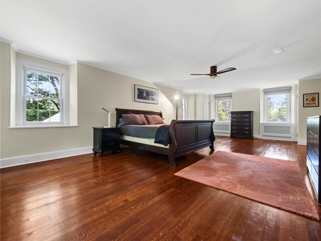 1 Finnegan Ln, Montebello, NY 10901 - bedroom featuring hardwood / wood-style flooring, ceiling fan, and ornamental molding