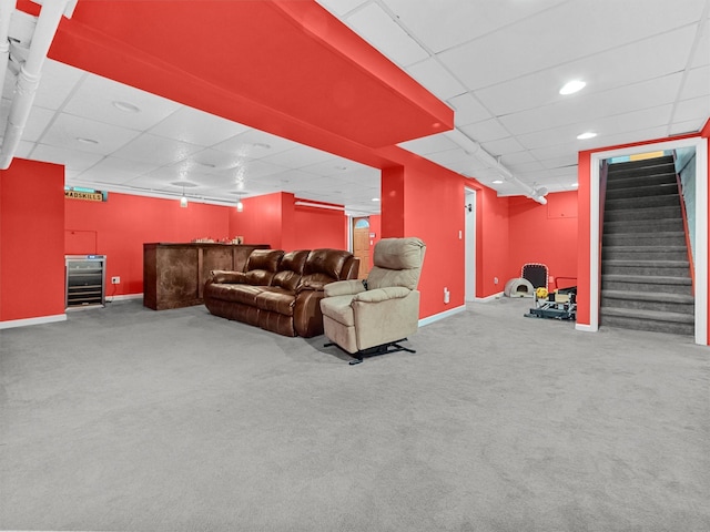 1 Finnegan Ln, Montebello, NY 10901 - carpeted cinema featuring a paneled ceiling, a bar, and wine cooler