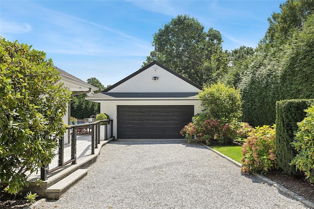 view of detached garage