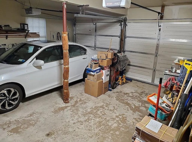 garage with a garage door opener