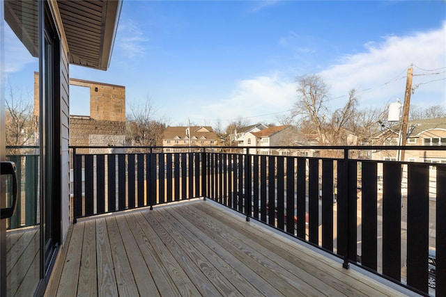 deck with a residential view