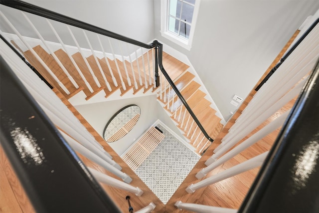 stairway with baseboards