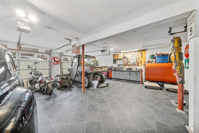 garage with a garage door opener