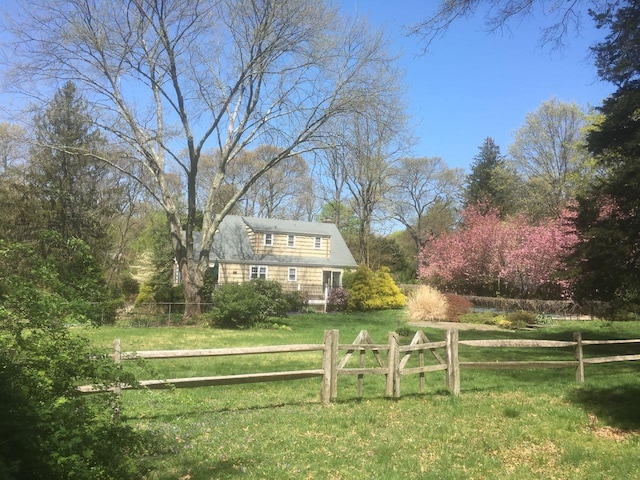 view of yard with a fenced front yard