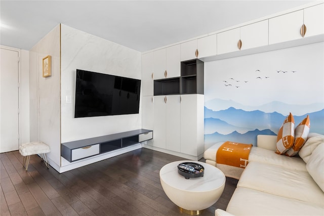 living room featuring dark wood finished floors