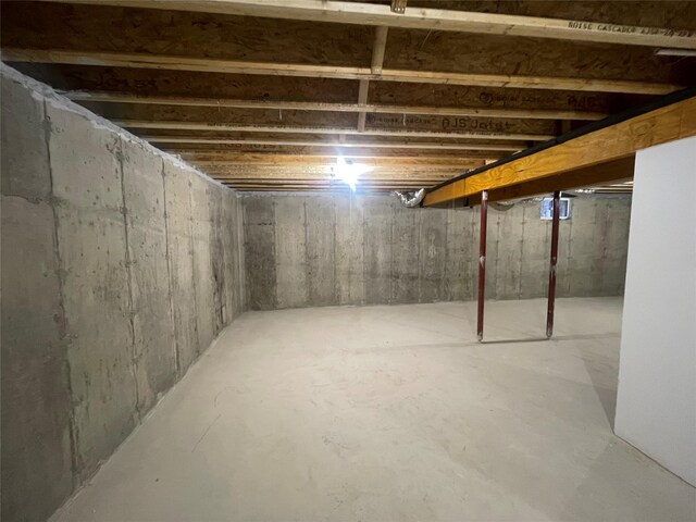 view of unfinished basement